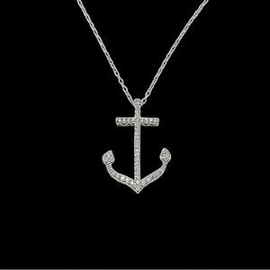 Bella Luce Sterling Silver Diamond Anchor Pendant Necklace - New In Box